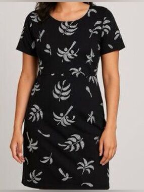 Red ginger boho dress pocket cotton Black Floral-Print Short Sleeve Mini Dress